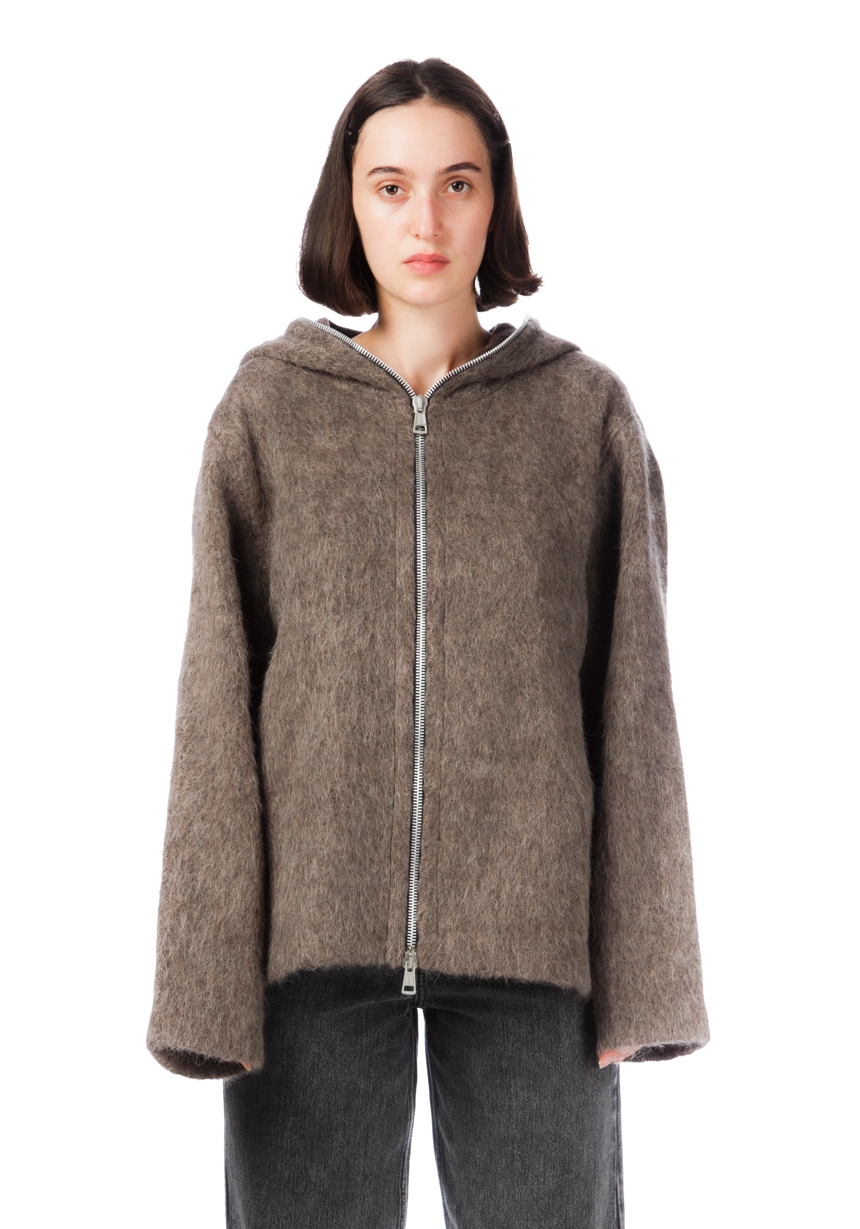 Mole Grey Mohair Full Zip Hood | sold out | OLW0094.2 Mole Grey Mohair Full Zip Hood | sold out | OLW0094.2